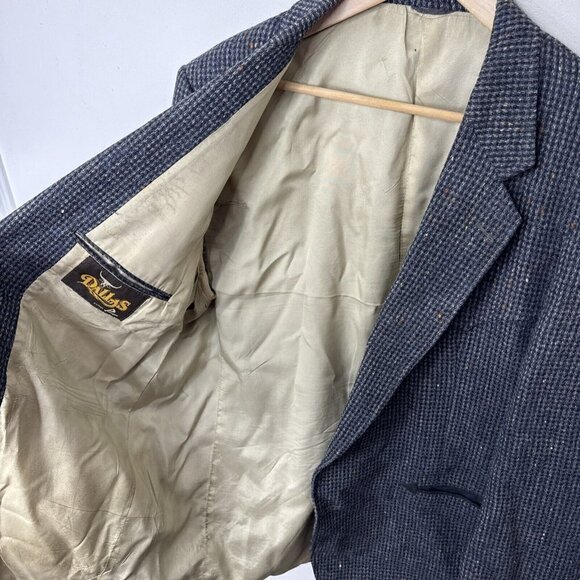 Vintage Dallas Men 46 Gray Tweed Western Blazer Sports Coat Damage - Picture 11 of 13